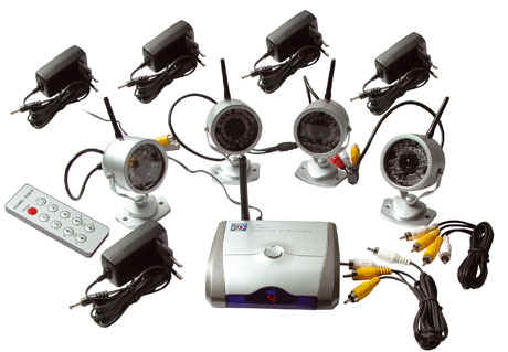 Kit 4 telecamere senza fili wireless infrarossi da esterno + ricevitore 2.4 GHz