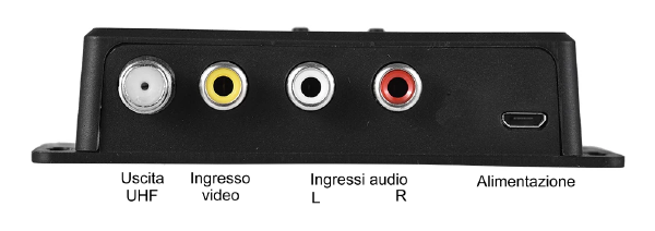 Modulatore UHF per TV analogica: ingressi video audio e uscita segnale RF