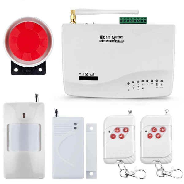 Allarme antifurto wireless GSM: kit completo con sensore magnetico, sensore movimento PIR, telecomando, sirena