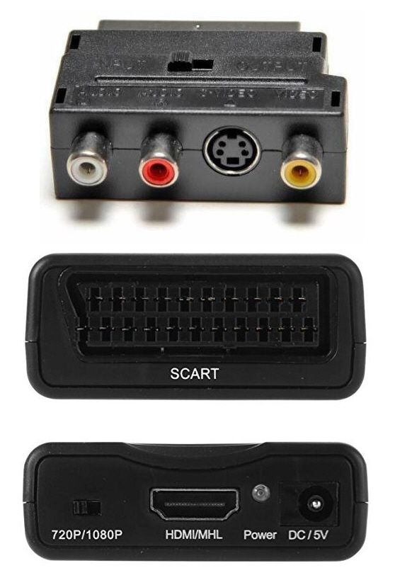 CONVERTITORE DA SCART RCA A HDMI + UPSCALING 1080P 720P