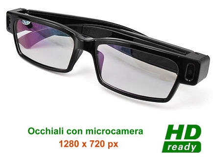 Microtelecamera spia nascosta in occhiali da vista + videoregistratore SD