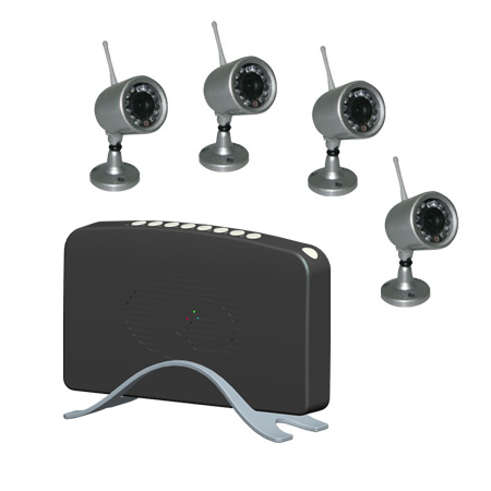 Kit 4 telecamere wireless infrarossi + ricevitore quad : dettaglio dei componenti