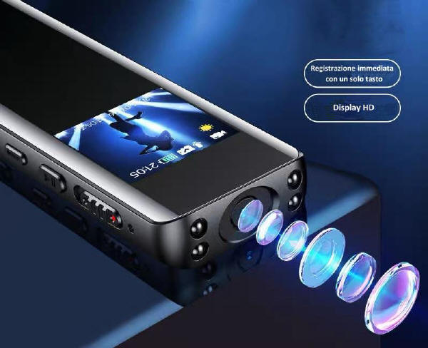 Microtelecamera HD infrarossi tascabile con registratore video audio