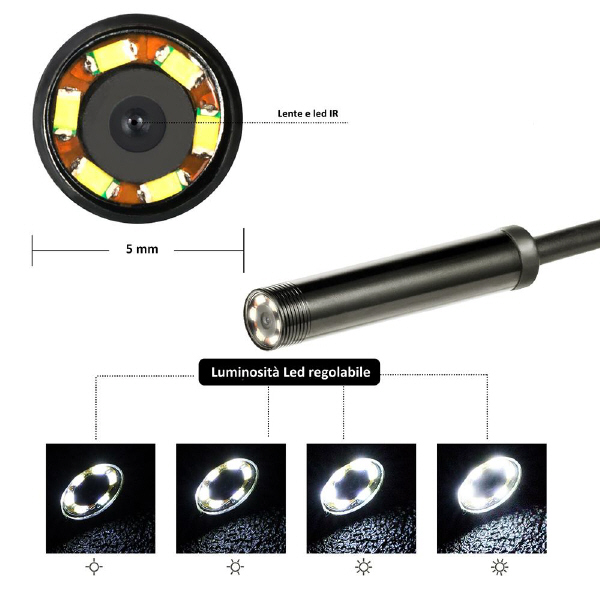 Led montati sulla microcamera endoscopica