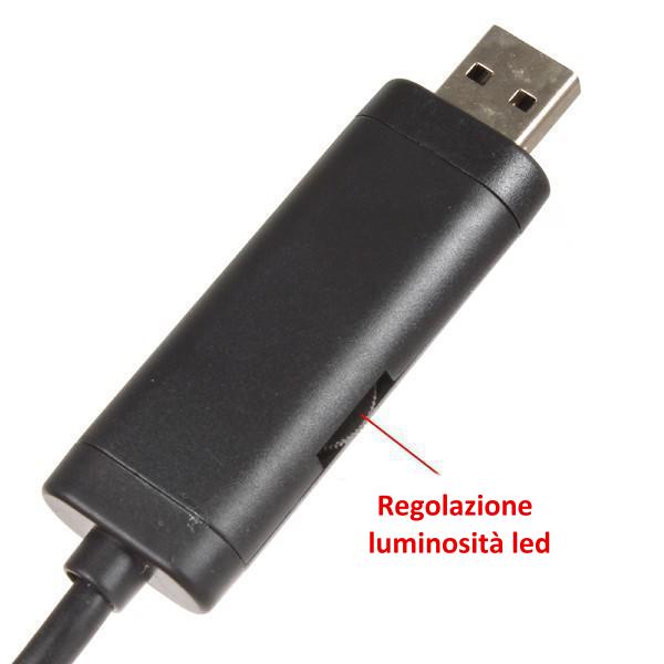 Videocamera per ispezioni 10 m - Regolazione luminosità led