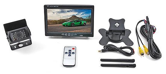 Telecamera posteriore wireless senza fili con monitor per auto camion tir roulotte: kit completo