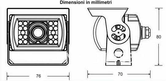 Telecamera retromarcia e parcheggio per camion fuoristrada trattori camper roulotte: dimensioni