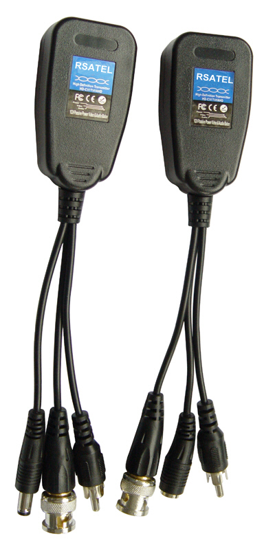 Balun trasmettitore passivo video BNC audio RCA corrente cavo CAT6 twisted pair 500 metri