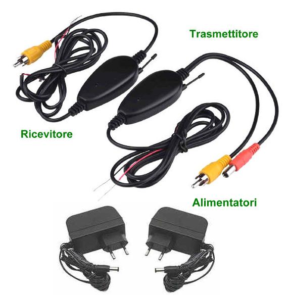 Kit trasmettitore video + ricevitore 2.4 GHz con alimentatori