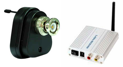 Trasmettitore video con microfono per telecamere + ricevitore 2.4 GHz