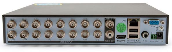 DVR 16 canali: entrate video BNC e uscite VGA HDMI
